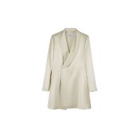 乳白色春季缎面醋纤韩版西装外套女春秋设计感小众英伦风西服上衣 S