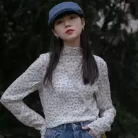 EGGKA白色长袖打底T恤女春季2021新款宽松小衫设计感内搭碎花上衣 白色 均码