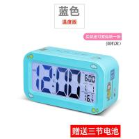 闹钟学生用北欧家用床头儿童小电子表智能时钟多功能闹铃大音量 3代1组[温度版][送电池+贴纸]蓝 13.8厘米