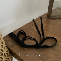 罗小辛好仙呀复古法式夏季夏天蝴蝶结飘带头绳日系韩国简约女发绳 黑色