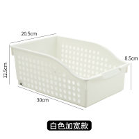 橱柜收纳盒家用带轮收纳筐厨房用品置物架杂物下水槽收纳篮 白色矮型加宽款（带滑轮）