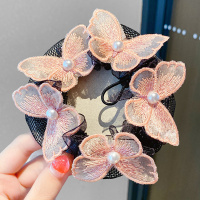 芭蕾拉丁跳舞发网女舞蹈考级头发网兜头花儿童丸子头盘发神器头饰 1#韩粉蝴蝶