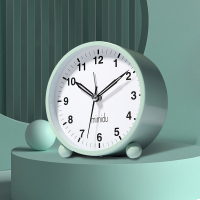 学生闹钟学生用小儿童静音简约可爱床头夜光创意卧室懒人个性时钟 绿色/静音走时/送两节电池 12厘米