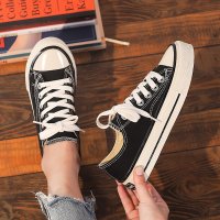 帆布鞋女新款韩版学生百搭布鞋ulzzang2021年春夏季ins板鞋子女潮 黑色 35