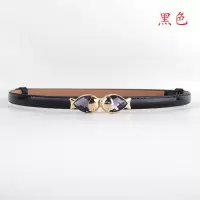 腰带 女连衣裙百搭装饰细腰带 小鱼宝石对扣可调节腰带 裙带 小鱼黑色 92cm