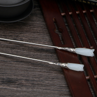 琉璃木兰花发钗白簪子汉服玉兰发簪宫廷步摇古装发饰发夹流苏 白色 长款一支18.5cm