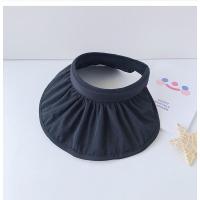 夏季儿童空顶贝壳帽男女童无顶防晒帽宝宝遮阳帽大帽檐透气太阳帽 黑色 建议1-12岁(头围46-52cm) 均码