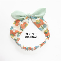 夏季薄款小清新儿童发饰韩版女童蝴蝶结公主头饰亲子母女发带发箍 绿花花A款 M 号