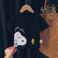 史努比/SNOOPY 男女童短袖T恤3岁宝宝2021新款夏装儿童洋气套头衫 黑色 80cm