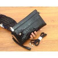 斜挎包女2021新款鳄鱼纹漆皮单肩包韩版女士手拿包零钱包小包包潮 黑色 小号