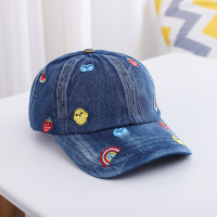 韩版刺绣儿童眼镜帽子飞行员墨镜棒球帽男女童秋冬个性宝宝鸭舌帽 牛仔水果-深蓝（无墨镜款） 帽围可调节 儿童款（3-8岁）