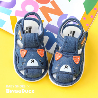 男宝宝凉鞋夏女宝宝鞋子0一1-2-3岁婴儿软底防滑学步鞋叫叫鞋布鞋 小狗款-牛仔蓝 13码内长11.5
