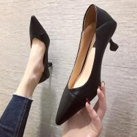 3cm小跟尖头高跟鞋女低跟两穿软皮软底黑色职业工作鞋OL上班鞋潮 黑色标准款 非软皮 35