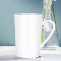 清新咖啡杯带盖勺简约情侣创意杯子陶瓷个性马克杯潮流可爱男少女 纯白色单杯无盖无勺