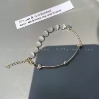 猫眼石爱心手链女夏ins小众设计高级感手镯闺蜜学生简约气质手饰 猫眼石爱心拼接手链金色