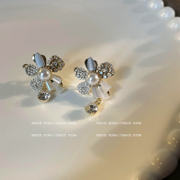 宫廷风巴洛克花朵耳环2021年新款潮复古珍珠耳钉高级感轻奢耳饰女 巴洛克花朵耳钉 925银针