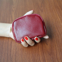 软皮零钱包女士小钱包时尚真皮短款钥匙卡包简约小巧拉链包硬币包 酒红