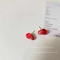 特别设计感石榴耳钉女夏2021年新款潮小众可爱简约小巧精致耳环 红色石榴耳钉-银针