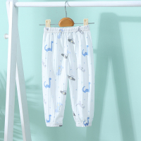 婴儿裤子夏天薄款男童女童灯笼裤春夏宝宝长裤网纱夏季儿童防蚊裤 蓝色恐龙 73码(75)