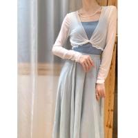 晚时光新网纱长袖短款小坎肩开衫舞蹈衫防晒上衣女透气2021春夏 清纯白色 S