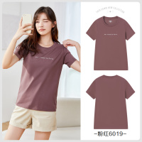 森马短袖T恤女简约字母2021年夏季新款圆领ins套头衫百搭t恤女生 A粉红6019 简约字母女T 150/76A/XS