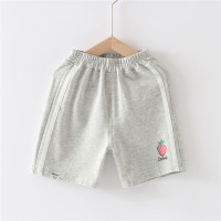女童短裤洋气外穿2021新款小童装夏季薄儿童三分休闲裤女宝宝裤子 草莓灰色[请参考尺码表] 110