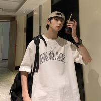 @方少男装 夏季情侣款文字印花短袖男日系ins清新上衣时尚百搭T恤 白色 M
