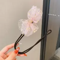 儿童丸子头盘发杆女童盘发神器小女孩编发器不伤发蝴蝶结花杆头饰 2#粉色亮片蝴蝶结