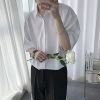 短袖衬衫男宽松夏季薄款男士上衣服韩版潮流百搭港风日系衬衣痞帅 白色 M