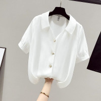 夏季2021年新款短袖白衬衫女士上班工作服职业装衬衣薄款上衣 808白色 M 85-100斤