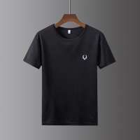 短袖t恤男士2021夏季新款冰丝衣服男装潮牌夏装修身半袖体恤套装D [单件]叶子黑色 M