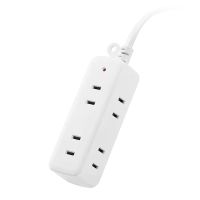 二芯电源插座插板家用两脚插头接插线板插排风扇电动车充电延长线 全长2米 4位2孔 小白 二插头