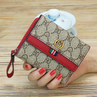 女士钱包卡包一体女短款三折叠多功能大容量皮夹女软皮新款小钱夹 红色