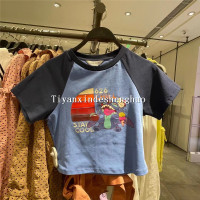 ur ax za促销折扣店UR AX2021夏新款短款辣妹上衣短袖t恤女uraxza 灰蓝 S