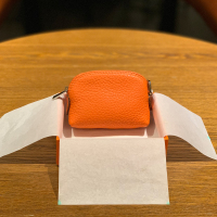 2021新款贝壳包 真皮零钱包迷你钥匙硬币包收纳女士拉链小巧钱包 橙色