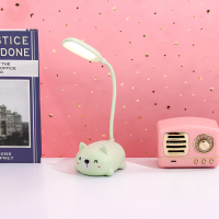创意可爱少女心迷你小台灯led充电式学生宿舍卧室床头护眼小夜灯 小狗小台灯-绿色 按钮开关