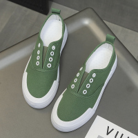 小众原创懒人帆布鞋女2021年夏季新款女鞋薄款一脚蹬学生百搭板鞋 绿 色 35