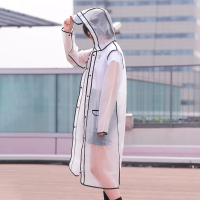 透明雨衣长款全身女时尚学生成人单人男防护电动车雨披防水服外套 黑色包边(带帽檐) L