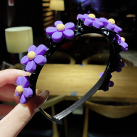 儿童头饰2021年新款可编发头箍女童宝宝防滑压发卡公主可爱发箍 1#紫色编发花朵头箍