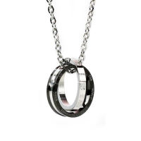 霸气男士戒指项链钛钢吊坠挂坠个性潮男饰品情侣配饰首饰礼物挂饰 黑色配50厘米长O字链