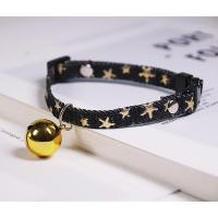 可调节宠物狗铃铛项圈泰迪猫咪铃铛项链小狗链小型犬幼猫颈圈 黑色 金铃 S-适合约1-6斤宠物