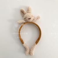 韩国ins儿童可爱少女心卡通小熊小兔子毛绒玩偶发箍洗脸发带发夹 米白色 小兔子发箍