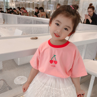 图图的商店女童短袖夏装新款宝宝T恤洋气儿童半袖打底衫上衣童装 红粉 80码 身高约80c