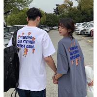 情侣T恤夏装ins超火小众设计感港风潮流2021年新款短袖女宽松韩版 白色[普通面料913#] M