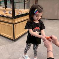 迪士尼松松女童t恤2021新款夏季长短袖小宝宝儿春装卡通韩版上衣 黑色短袖 80cm