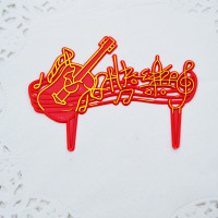 生日快乐蛋糕插牌烘焙蛋糕装饰插片塑料插件中英文彩色100支 西瓜红 35#小提琴100只