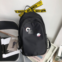 书包韩版原宿ulzzang大容量简约ins森系背包高中大学生双肩包女潮 黑色+徽章 收藏送小礼物