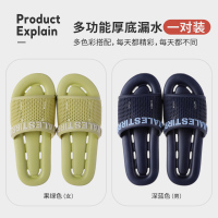 夏季镂空拖鞋浴室洗澡防滑速干情侣居家用防臭凉拖鞋男女 果绿+深蓝(网格) 35-36码+40-41码