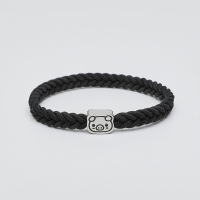 情侣手链一对小皮筋送给男朋友带手腕ins 小皮套宽松简约原创手绳 爱猪猪黑绳[黑色]反面刻字