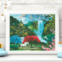 风景diy数字油画 成人解压填充油彩手工填色客厅装饰画挂画花卉 RA3305 40*50[订好内框] 画布+颜料+画笔+